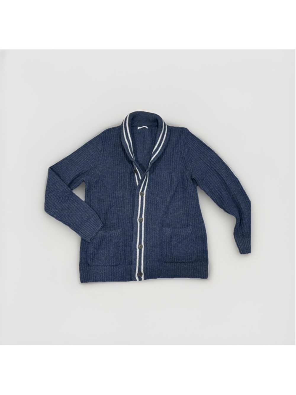 Mens Shawl Collar Cardigan Sweater XL Blue Cozy Chunky Button Up Sonoma
